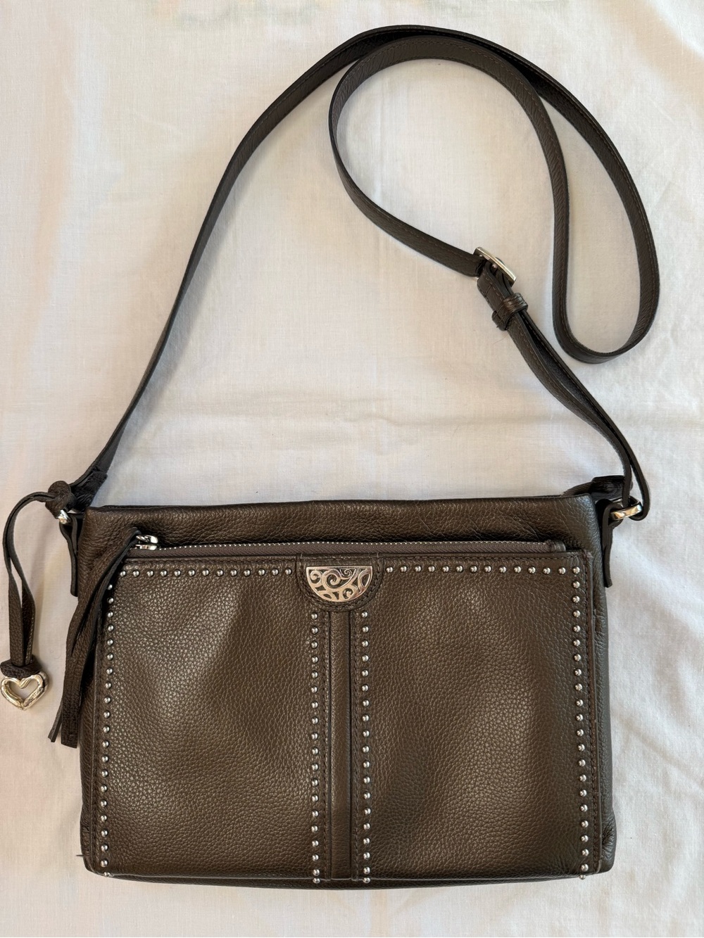 Brighton Pretty Tough Roxy Organizer Leather Crossbody Messenger Bag
